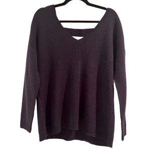 Women's JACK by BB Dakota V-Neck Open‎ Back Black Sweater S Oversized